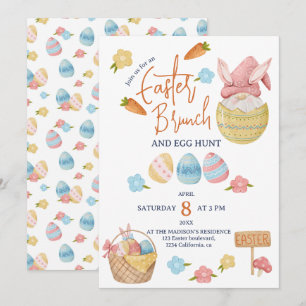 Invitation Œufs de brunch de Pâques Gnome Aquarelle