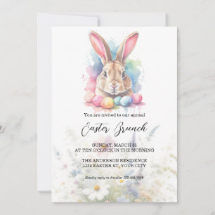 Invitation Oeufs de lapin d'aquarelle Fleur sauvage Brunch de