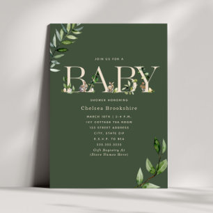Invitation Oeufs de lapin de Pâques Baby shower vert Eucalypt