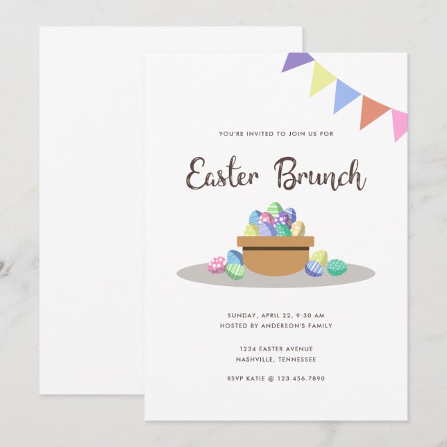 Invitation Oeufs de Pâques de Fiesta modernes (Devant / Derrière)