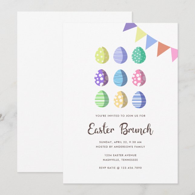 Invitation Oeufs de Pâques de Fiesta modernes (Devant / Derrière)