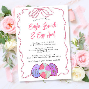Invitation Œufs Floraux à l'Aquarelle Simple Guirlande de Pâq