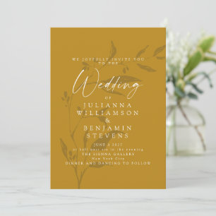 Invitation Oeuvre Botanique Mariage de Boho jaune moutarde