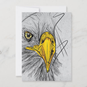 Invitation Œuvre d'art murale visage de croquis d'aigle