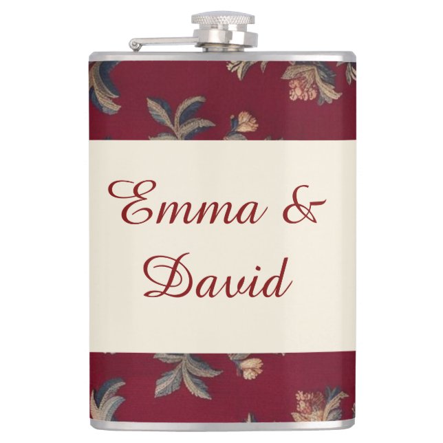 Invitation of medieval inspiration and renaissance hip flask (Front)