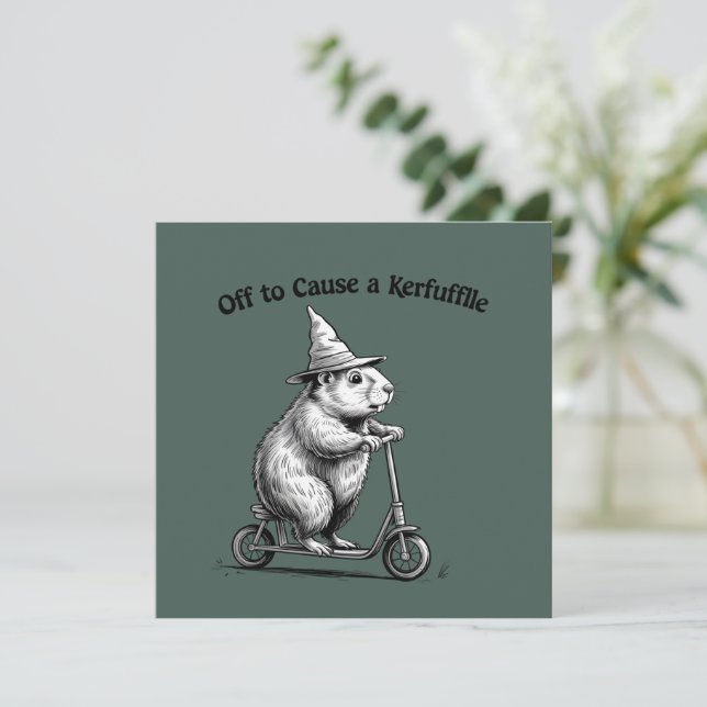 Invitation Off To Cause A Kerfuffle Funny Groundhog Scooter  (Debout devant)