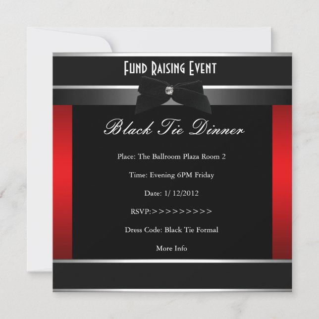 Invitation officiel de la Cravate noire rouge (Devant)