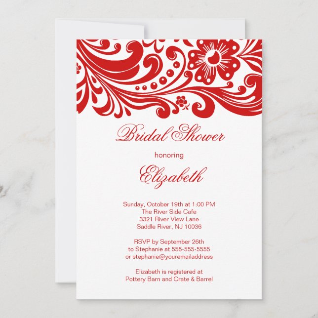Invitation officielle à la nuptiale de Red Floral  (Devant)