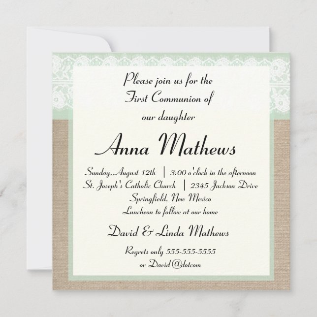Invitation officielle à la première communion de M (Devant)