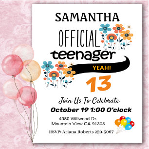 Invitation officielle d'anniversaire pour adolesce