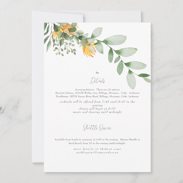 Invitation officielle du Mariage de tournesol (Devant)