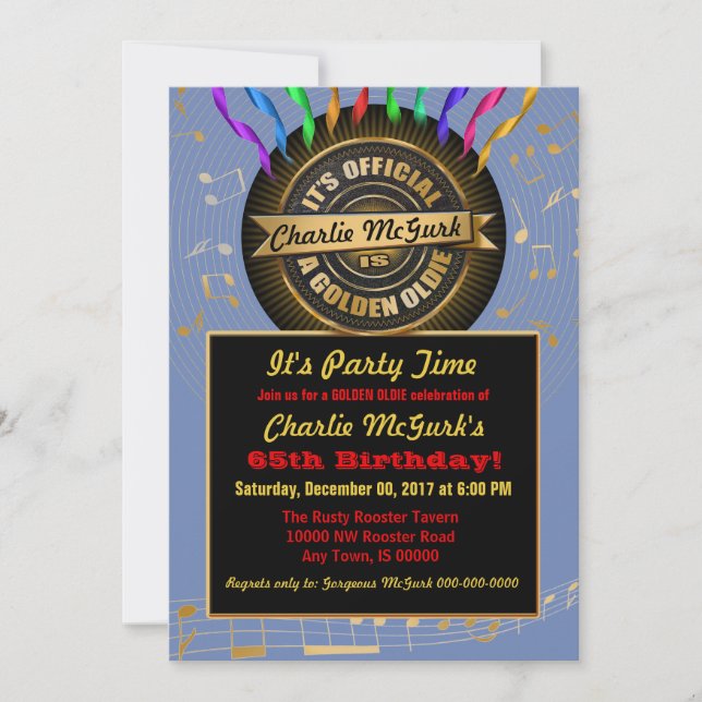 Invitation OFFICIELLE Golden Oldie Party (Devant)