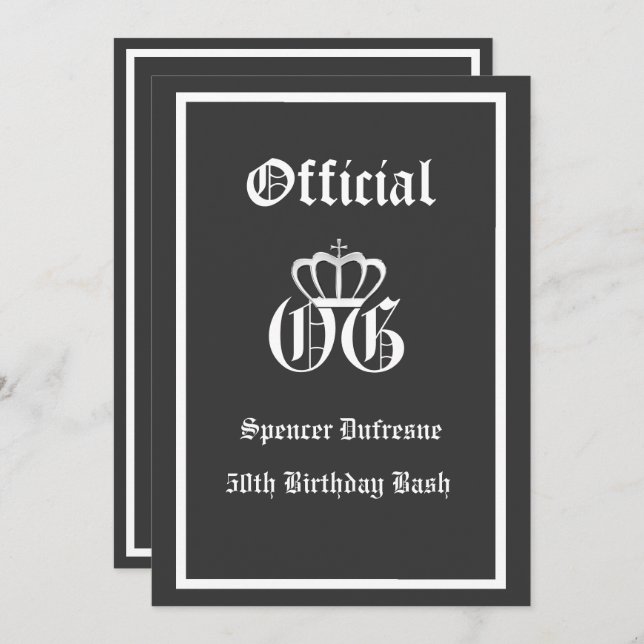 Invitation officielle OG Anniversaire (Devant / Derrière)