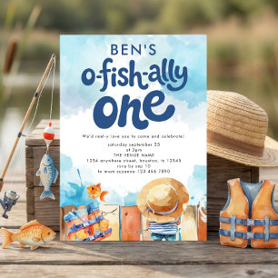 Invitation Officiellement un garçon pêcheur fête son 1er anni