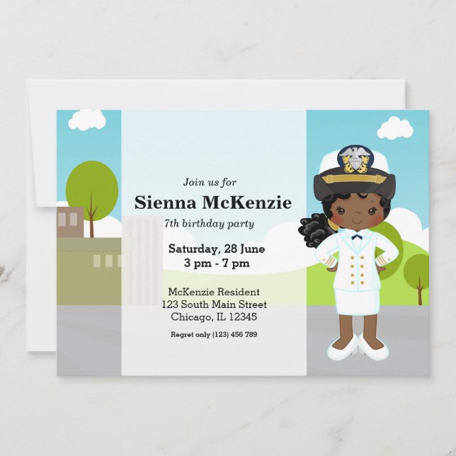 Invitation Officier en uniforme de la marine (Devant)