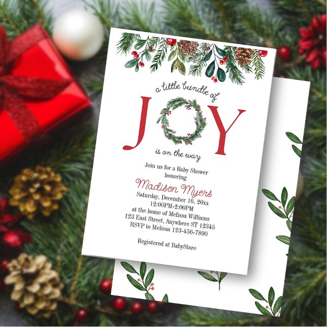 Invitation Offre de Baby shower de Noël de la joie (Créateur téléchargé)