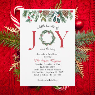 Invitation Offre de Baby shower de Noël de la joie