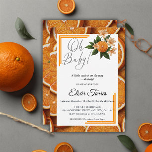 Invitation Oh Baby A Little Cutie Orange Citrus Baby shower