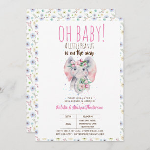 Invitation Oh Baby A Little Peanut Boho Elephant Boho Fleurs