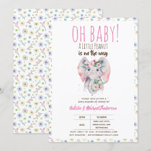 Invitation Oh Baby A Little Peanut Boho Elephant Boho Fleurs