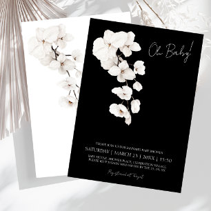 Invitation Oh Baby Baby shower d'orchidées noires et blanches