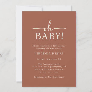 Invitation Oh Baby Baby shower en terre cuite