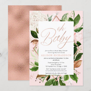 Invitation Oh Baby Baby shower virtuel rose or verdure