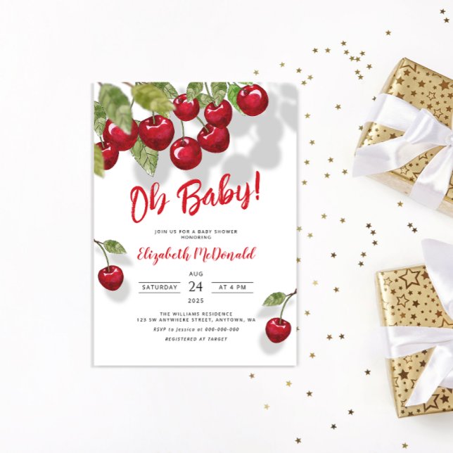 Invitation Oh Baby Berry Sweet Cherry Baby shower (Créateur téléchargé)