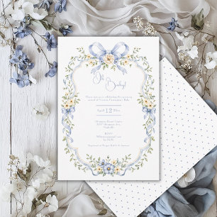Invitation Oh Baby Blue Cadre FloralVintage Baby Shower