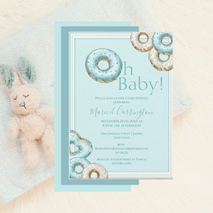 Invitation Oh Baby Blue Donuts Baby shower d'aquarelle