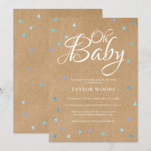 Invitation Oh Baby Blue Love Hearts Baby Shower / Sprinkle
