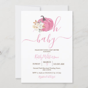 Invitation Oh Baby Blush rose Citrouille Baby shower floral