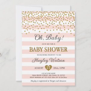 Invitation Oh Baby Blush Rose Gold Confetti Fille Baby Shower