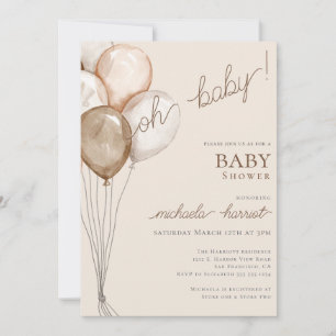 Invitation Oh Baby Boho Balloon Sexe Baby shower neutre