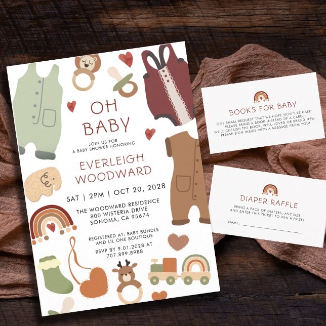 Invitation Oh Baby Boho Vêtements Jouets Baby shower garçon (Créateur téléchargé)