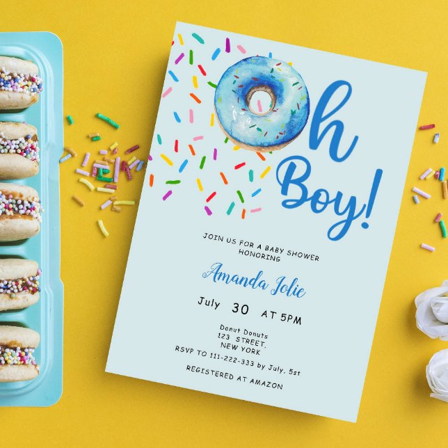 Invitation Oh Baby Boy Donut Baby shower à thème (Créateur téléchargé)