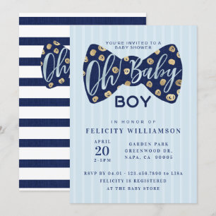 Invitation Oh Baby Boy Navy Bow Cravate Baby shower Invitatio
