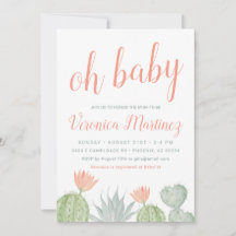 Oh Baby Cactus Baby shower Invitation, Desert Baby