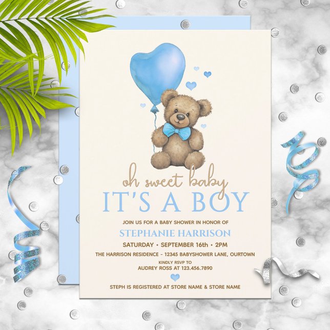 Invitation Oh Baby C'est un Baby shower d'ours en peluche (Créateur téléchargé)