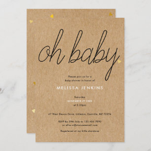 Invitation Oh Baby Chic Script Baby shower / Saupoudrer Rusti
