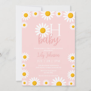 Invitation Oh Baby Daisy Baby shower rose tout en un