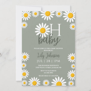 Invitation Oh Baby Daisy Genre Baby shower neutre