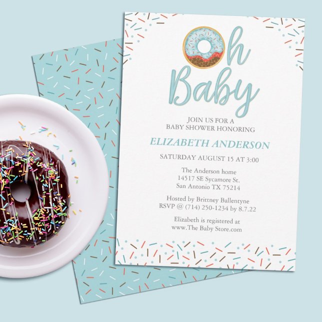 Invitation Oh Baby Donut Saupoudrer bébé garçon douche Invita (A donut themed baby boy shower invitation.)