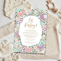 Oh Baby Elegant Butterfly Garden Baby shower Invit