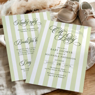 Invitation Oh Baby Élégant Script Tout En Un Baby shower