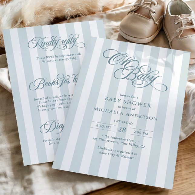 Invitation Oh Baby Élégant Script Tout En Un Baby shower (Créateur téléchargé)