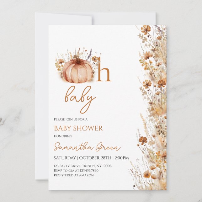 Invitation Oh Baby Fall Baby shower (Devant)