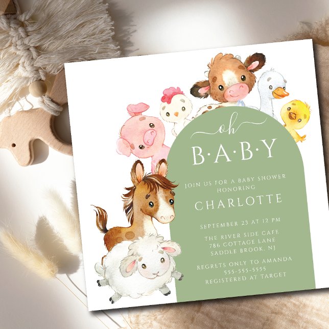 Invitation Oh Baby Farm Animals Baby shower (Créateur téléchargé)