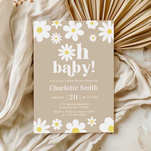Invitation Oh Baby Genre Neutre Baby shower de marguerite (Créateur téléchargé)