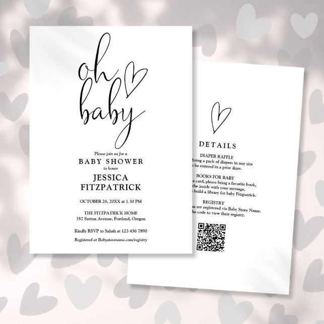 Invitation Oh Baby Genre Neutre Tout En Un Baby shower (Oh Baby Gender Neutral All In One Baby Shower Invitation)